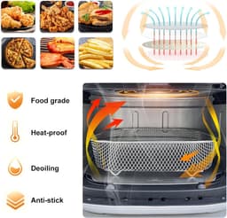 Air Fryer Rack, 3 stuks airfryer-accessoires, 3-laags stapelbaar luchtfriteuse-rek, accessoires heteluchtfriteuse, voor oven, airfryer-accessoires, vierkant, roestvrij staal, grillrooster voor grillen — thumbnail 4