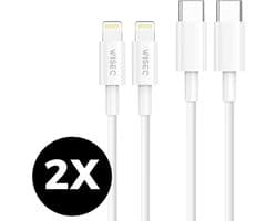 WiseQ iPhone Oplader Kabels - Lightning naar USB C - 3 Meter - Wit - 2 stuks