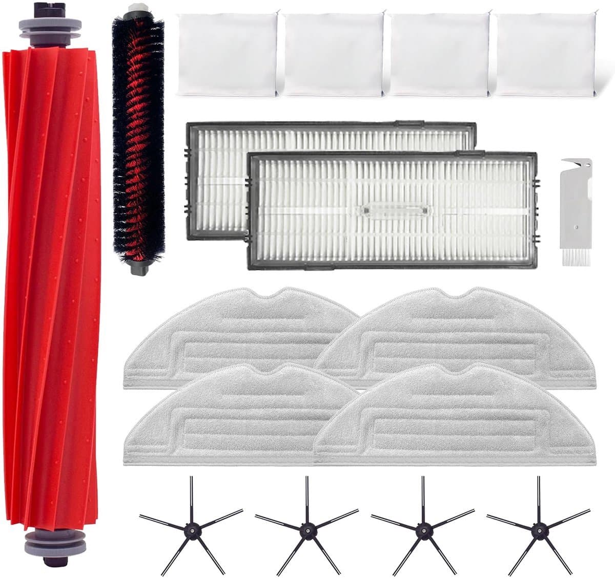 Robotstofzuiger accessoire set - voor Roborock S7 Pro Ultra/Roborock S7 MaxV Ultra - 1 rolborstel, 1 zelfreinigende borstel, 2 HEPA-filters, 4 zijborstels, 4 doekjes, 4 stofzakken - 16 stuks - Stofzuiger Vervangingsset — afbeelding 1