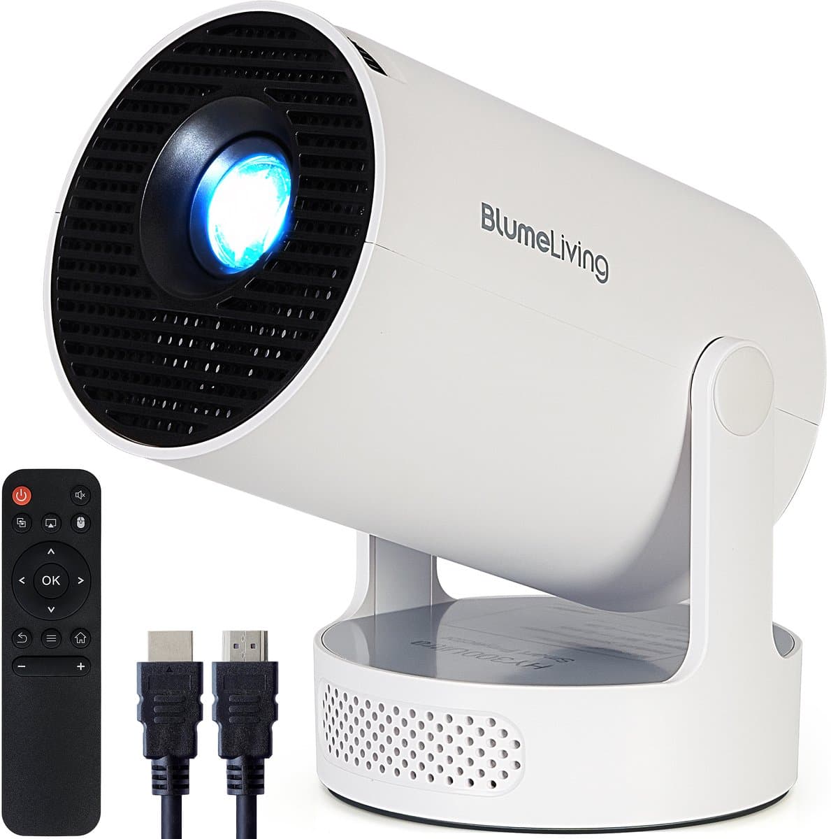 Blume Living® LED Mini Beamer BL300 Ultra Smart Projector + Ingebouwde Speaker - 4K-ondersteuning - LED Beamer met Android 14 – Short Throw & WiFi - Draagbare Home Cinema, Outdoor — afbeelding 1