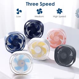 Kleine Draagbare USB Ventilator met 3 Snelheden en 360° Draaibaar — thumbnail 3