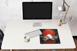 Muismat XXL 40x40 cm - Bureau onderlegger - Bureau mat Krijger - Rode trappen - Zon - Berg - Bureaumat - Gaming mousepad xl - Bureaulegger groot - Computer deskmat — thumbnail 5