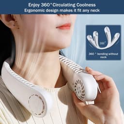 Draagbare Nekventilator met 360° Luchtstroom - Oplaadbare USB Ventilator met 3 Snelheden voor Thuis, Kantoor, Outdoor en Sport — thumbnail 5