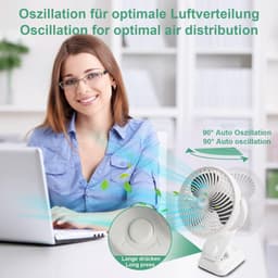Mini Oscillatie Tafelventilator met Oplaadbare Batterij - Stil en Verstelbaar met LED Licht - Ideaal voor Camping en Binnengebruik — thumbnail 1