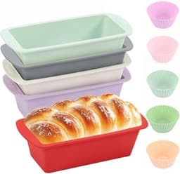 PromoHome 5-delige Siliconen Broodbakvormen Set - Rechthoekige Anti-Aanbak Bakvormen voor Oven, Airfryer en Vaatwasser - Geschikt voor Brood, Cake en Brownies — thumbnail 1
