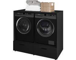 ROSA - Wasmachine en droger ombouw - Met lade - Zwart