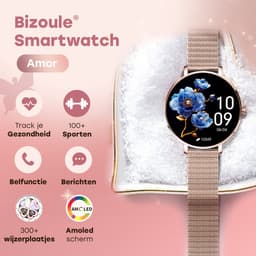 Bizoule Amor Smartwatch Dames - Rosé-Goud - AMOLED - Horloge met Belfunctie - Stappenteller - Hartslagmeter - Slaapmonitor - Multisport - Geschikt voor Android en iOS — thumbnail 2