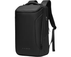 Caimco Connect Rugzak met USB Oplaadpoort & Laptopvak – Waterafstotende 15.6 inch Laptop Backpack – Comfortabele Schooltas & Reistas voor Heren en Dames – Zwart