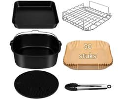 TOVBMUP Airfryer-accessoires - Set van 6 stuks - 22 cm - Geschikt voor COSORI Turboblaze Airfryer XXL 5,5 l 6 l 6,2 l - BPA-vrij - Accessoires geschikt voor heteluchtfriteuses