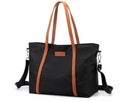 Dames Handtassen - Dames Tas Shopper Met Rits - Schoudertas - Schooltas - Handtas - Shopper - Boodschappentas - Werktas - Afneembare Schouderband - Geschikt Voor Een 15,6 Inch Laptop - Cadeau - Zwart