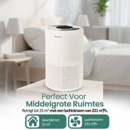 Emerio Luchtreiniger - 25m² - 52dB - HEPA 13 + Koolstof Filter - Ionisatie Functie - Luchtkwalititeitsindicator - met App - Timer Functie - Helpt tegen allergie & hooikoorts - AP-132324 Wit — thumbnail 3