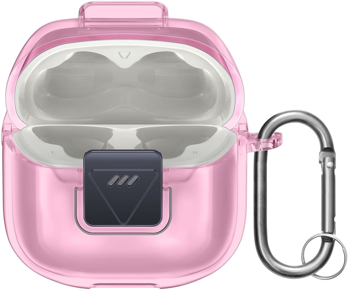 kwmobile Earphones Case for JBL Tune Flex 2 Case - Clear TPU Silicone Earbuds Cover - Pink / Transparent — afbeelding 1