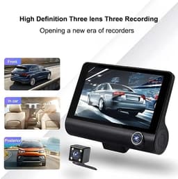 3 Camera Lens 4.0 In Auto DVR Dash Cam HD Dash Camera Dual Lens Video Recorder 1080P Black Box Cycle Dashcam Spiegel（Met 64G geheugenkaart） — thumbnail 4