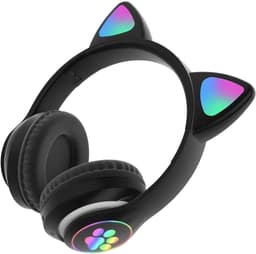 longziming Draadloze Kinder Koptelefoon – Cat Headphones met LED Oortjes – Bluetooth Hoofdtelefoon– Bluetooth 5.0 – Licht Groen – Met Verlichting – Opvouwbare opbergruimte – Zwart — thumbnail 1