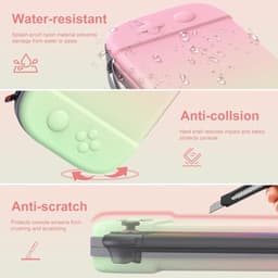 Opbergtas - Geschikt Voor Draagtas Compatibel Met Nintendo Switch 2 - Met 12 Gamecardvakken - Portal Case - Opbergcase - Draagbare Opbergtas Koffer - Beschermhoes - Waterdicht En Schokbestendig - Roze En Groen — thumbnail 2