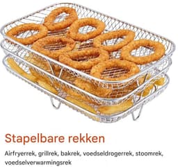 EXCITAT Airfryerrek - Airfryeraccessoire - Stapelbaar - 19 x 13 x 9 cm - Geschikt voor NINJA Foodi Dual Zone Airfryer — thumbnail 3