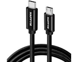 USB C naar Micro USB kabel 0.5M – snelladen & data – zwart – geschikt voor Smartphone, powerbanks en e-readers