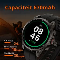 Royal Empire GPS Smartwatch Heren – 1.43" AMOLED – Belfunctie & App-meldingen – 5ATM Waterdicht – Hartslag, SpO2, Stappenteller – 200+ Sportmodi – RVS + TPU Band – Zilver — thumbnail 5