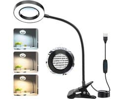Azomor® Verstelbaar Vergrootglas met USB-klem en LED-verlichting voor Hobby's en Werk
