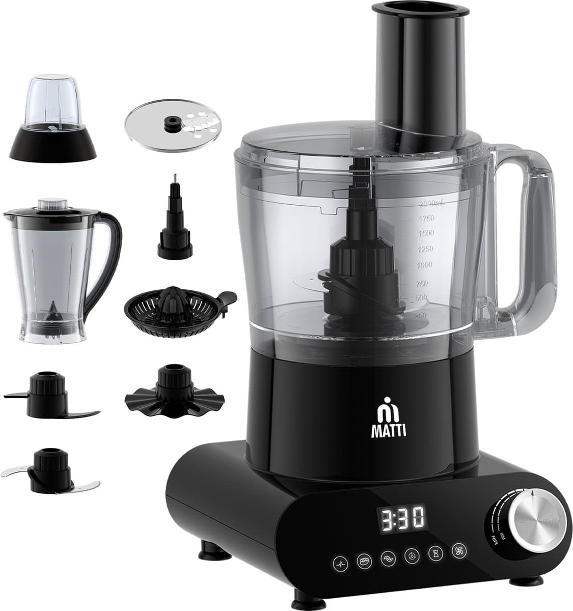 MATTI® 5-in-1 - Foodprocessor - 1500 Watt - Keukenmachine - Multifunctioneel Foodprocessors | Blender - Hakmolen - Citruspers - IJscrusher — afbeelding 1