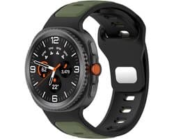 Stravo Twee-kleurig siliconen horlogebandje – Geschikt voor Samsung Galaxy Watch 8 40mm / Samsung Galaxy Watch 8 44mm / Galaxy Watch 8 Classic 46mm - Outdoor Siliconen Sport bandje voor Samsung smartwatches - Zwart/groen