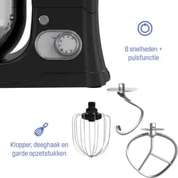 Westinghouse Retro Standmixer - 1200W - Keukenmachine 5L Mengkom - Keukenrobot - Keukenmixer - Foodprocessor - Zwart — thumbnail 2