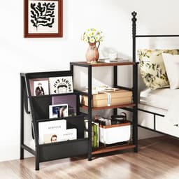 Platenspeler Meubel - LP-kast - Platenspelerkast - Draaitafelstandaard - Platenspelerstandaard - Vintage Displayplank - Rustiek bruin — thumbnail 4