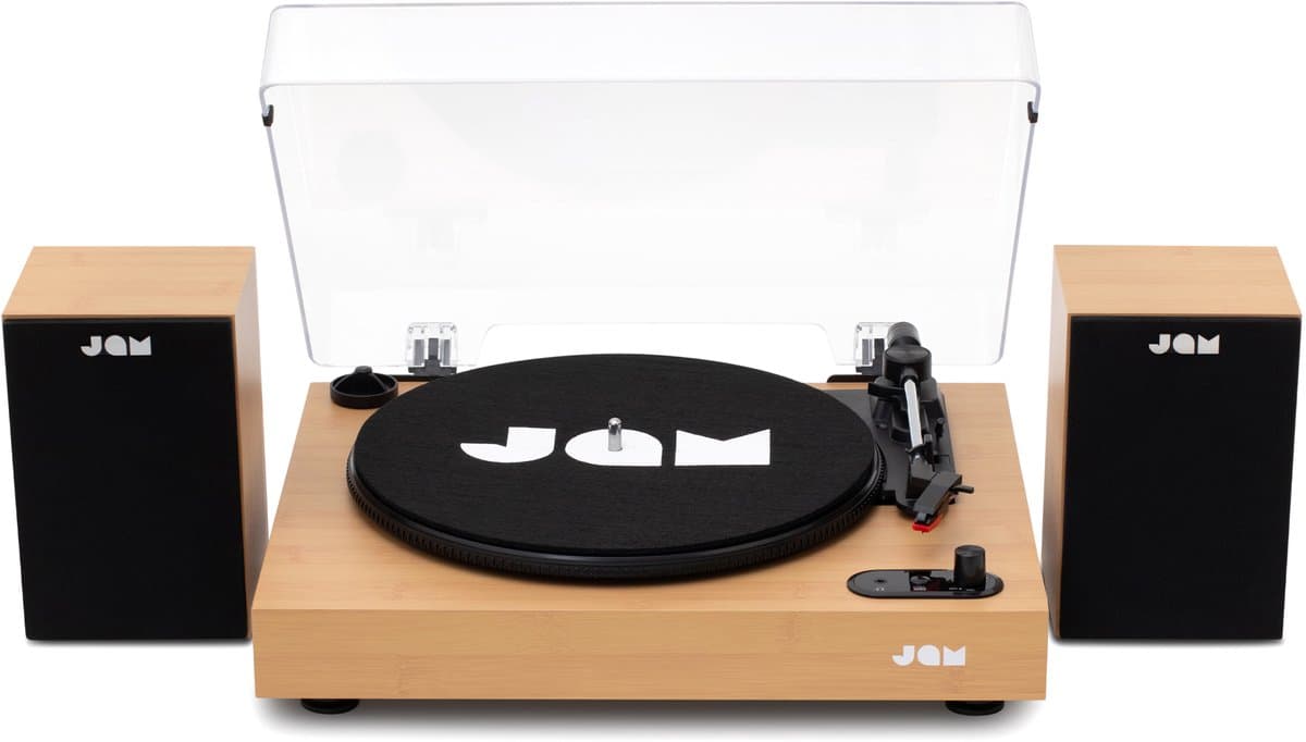Jam - Bluetooth Platenspeler met speakers - Met Passieve boekenplank Speakers - LP Speler - Ingebouwde Stofkap — afbeelding 1