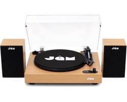 Jam - Bluetooth Platenspeler met speakers - Met Passieve boekenplank Speakers - LP Speler - Ingebouwde Stofkap
