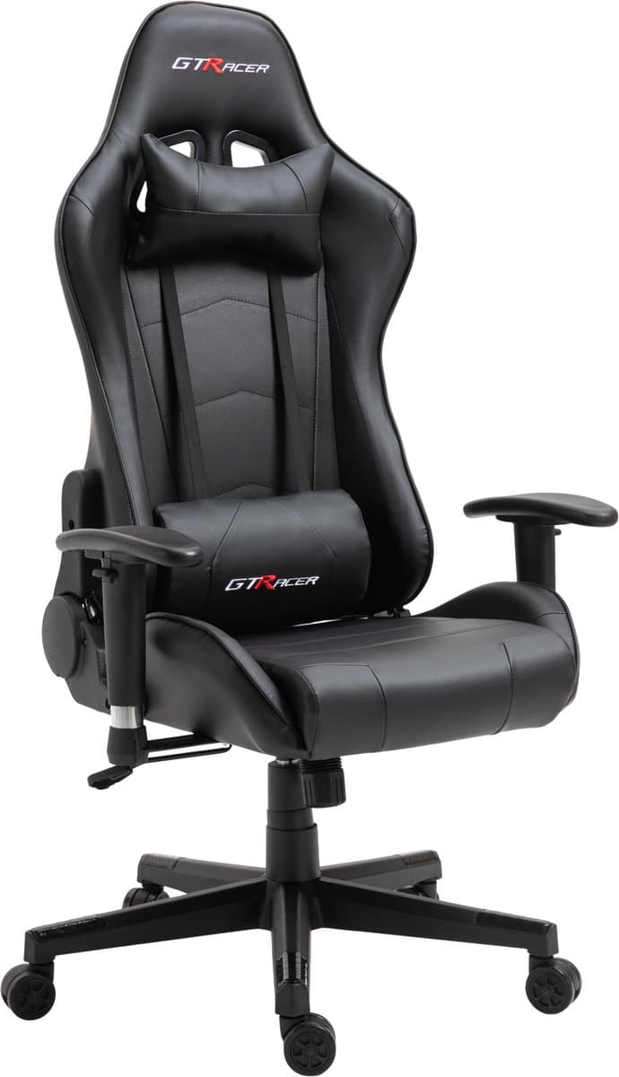GTRacer Pro - Game Stoel - Gaming Stoel - Ergonomische Bureaustoel - Gamestoel - Verstelbaar - Gaming Chair - Zwart — afbeelding 1