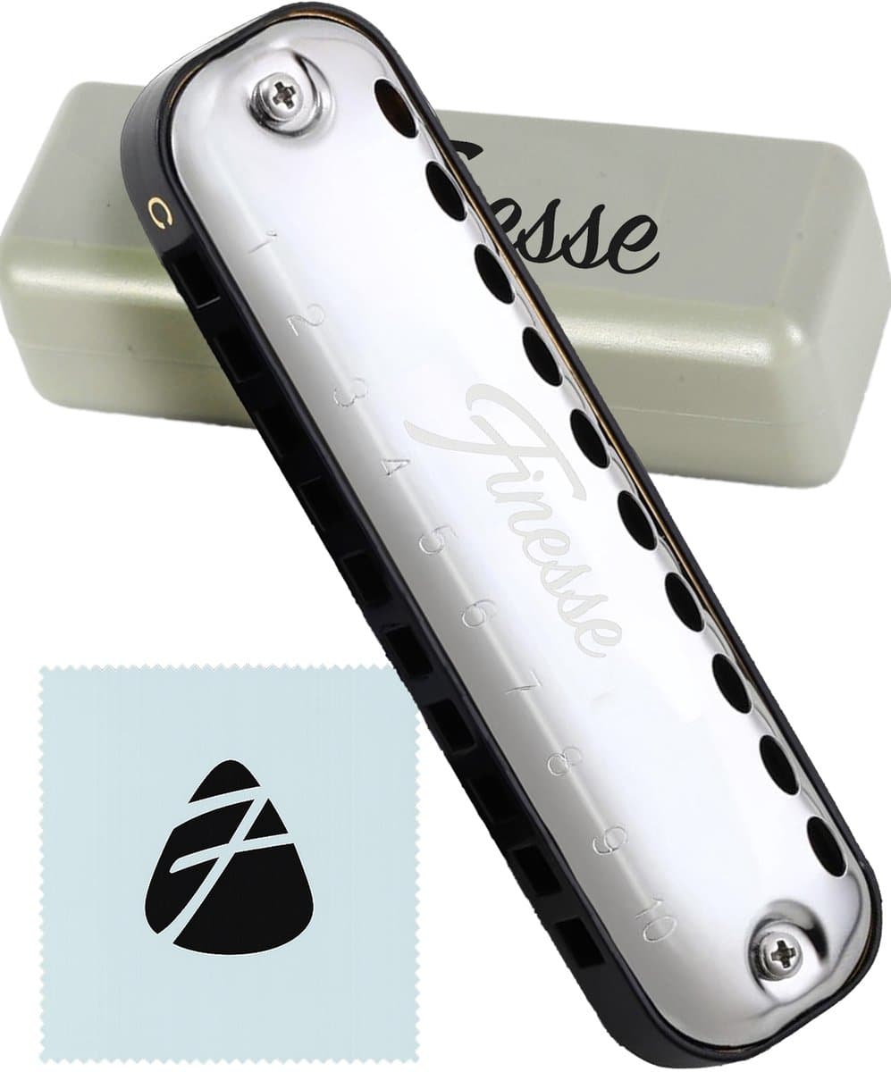 Finesse Mondharmonica – C Majeur – met Case - voor Volwassenen & Kinderen - Zilver — afbeelding 1