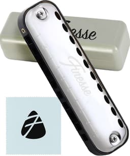 Finesse Mondharmonica – C Majeur – met Case - voor Volwassenen & Kinderen - Zilver — thumbnail 1