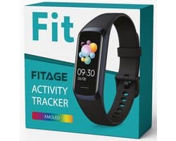 FITAGE Stappenteller & Hartslagmeter - Activity Tracker - Stappenteller Horloge - Smartwatch - Heren, Dames en Kinderen - Zwart