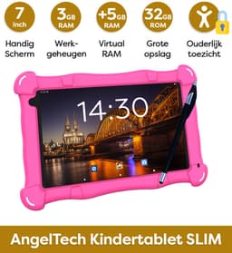AngelTech Kindertablet Slim – 3+4GB RAM - 32+64GB – 100%Kidsproof - Vanaf 3 Jaar – 7 Inch - Ouderlijk Toezicht – Roze — thumbnail 3
