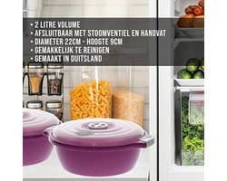 Stapelbare Magnetronkomset van 2 - 1,8 Liter met Stoomventiel - Vaatwasserbestendig en Ruimtebesparend
