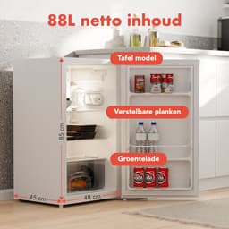 KitchenBrothers Koelkast - 88L - Tafelmodel - IJskast - Frigo - Vrijstaand - Wit — thumbnail 5