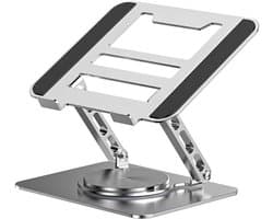Laptopstandaard - Stabiel & Ventilerend - 360° Rotatie & Ergonomisch Laptop Houder - Opvouwbare Notebook Stand voor 10 - 17.3 inch - zilver - Opvouwbaar