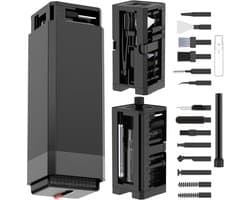 Keycap puller- toetsenbord schoonmaakset-toetsenbord reiniger-32-in-1 toetsenbordreinigingsset met borstel - Multifunctioneel reinigingsaccessoire voor mobiele telefoons, koptelefoons, tablets en laptops - Zwart - 5,5 x 5,5 x 13,5 cm