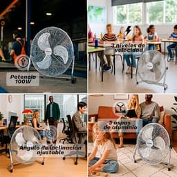 Industriële Vloerventilator 45 cm met 3 Snelheden en Verstelbare Hellingshoek - Hoog Vermogen - Metaal — thumbnail 5
