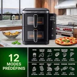 Luchtfriteuse met dubbele mand 11L - 12 kookprogramma's en LED-touchscreen — thumbnail 2