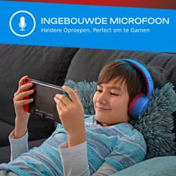 PowerLocus Tiger Draadloze Over-Ear Koptelefoon voor Kinderen, Active Noise Cancelling, 74dB/85dB/94dB Limiet, met Microfoon - Blauw/Zwart — thumbnail 9