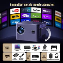 SCH® Draagbare beamer - Beamer - Projector - Mini Beamer - Grijs - 19cm x 16cm x 13cm — thumbnail 5