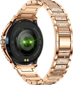 Stijl Ontmoet Slimheid: Knobbout 1.32” Roségouden Smartwatch met Diamanten – Voor Vrouwen die Stralen! Bluetooth Bellen, Gezondheidstracker & AI Assistent- Roségouden talen band met kristallen + extra siliconen band — thumbnail 3