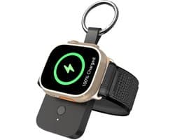 DrPhone SnapDock A – Draagbare Draadloze Smartwatch Oplader 1000mAh Powerbank – Geschikt voor Apple Watch (Ultra/SE/Series 2-8) – Nood Compact & Lichtgewicht – USB-C Ingang – 2-3x Volledig Opladen - Zwart