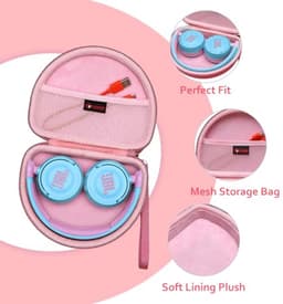 Hoofdtelefoontas voor Bluetooth on-ear koptelefoon voor kinderen - Draadloos, opvouwbaar, Rood en Blauw — thumbnail 3