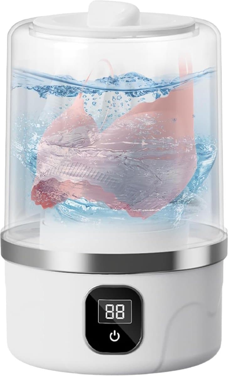 Mini wasmachine-kleine wasmachine-camping wasmachine-Kleine wasmachine - Mini-wasmachine voor ondergoed - Oplaadapparaat voor babykleding, handdoeken, sokken en delicate kleding - wit - 12,5x12,5x20cm — afbeelding 1