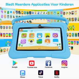 Gloovon® - Kindertablet - Ouderlijk Toezicht - 7 Inch - 2G RAM - 32GB opslagruimte - Android 10 - Kindertablet vanaf 3 jaar - 2500mAh - Bluetooth 4.0 - Tablet - Inclusief beschermhoes - Blauw — thumbnail 3