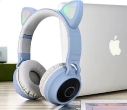 TDR- Draadloze Bluetooth koptelefoon - Over-Ear Koptelefoon voor Kinderen - Met Led Kat Oortjes - Bekend van TikTok - Grijsblauw — thumbnail 5
