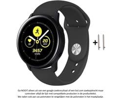 Zwart Siliconen Sporthorloge Bandje geschikt voor bepaalde 20mm smartwatches van verschillende bekende merken (zie lijst met compatibele modellen in producttekst) - Maat: zie foto – 20 mm black rubber smartwatch strap