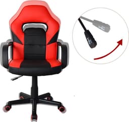 Gamestoel Thomas junior - bureaustoel gaming stijl - hoogte verstelbaar - rood zwart — thumbnail 4